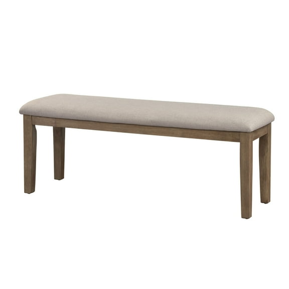 Rectangular Style Wooden Bench with Fabric Upholstered Seat,Brown and Beige- Saltoro Sherpi
