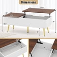 thumbnail image 3 of Gymax Table Basse à Plateau Relevable avec Plateau Fendu et 2 Compartiments Cachés, Pieds Fuselés en Métal, 3 of 10