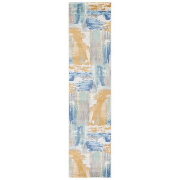 SAFAVIEH Skyler Sybella Abstract Runner Rug, Gold/Blue Green, 2'2" x 9'