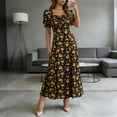 thumbnail image 2 of ASEIDFNSA Women Floral A Line Dress Square Neck Puff Sleeve Smocked Summer Midi Dress, 2 of 4