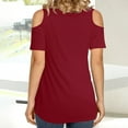 thumbnail image 4 of Mittory Womens Summer Trendy Shirts V Neck Cold Shoulder Tops Solid Color Fashion Casual Loose Sexy Blouse, 4 of 5
