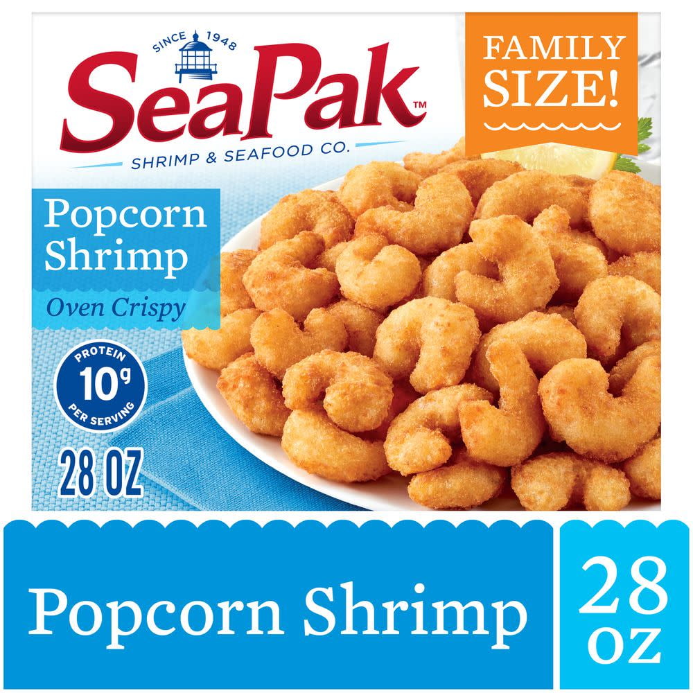 SeaPak Oven Crispy Popcorn Shrimp, Easy to Bake Delicious Seafood, Frozen, 28 oz