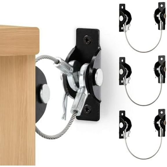 Furniture Anchors Anti-Tip Kit (4 Pack)- Furniture Straps for Baby Proofing, Secure 400 lbs Cabinet Prevent Falling Prevention Strap, Wall Anchor Prevent Child Pet Safety,