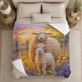thumbnail image 5 of Sheep Lamb Wildflower Meadow At Sunset, Peaceful Rustic Scene, Warm Flannel Blanket for Ranch House and Living Room, Animal Lovers Birthday Gift, Rustic Home Decor, 5 of 9