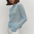 thumbnail image 4 of QASIEATN Sweaters for Graceful Women Fashion, Round Neck Long Sleeved Pullover Slim Fitting Temperament Sweater Plush Sweater, Womens Fall Tops, 4 of 9