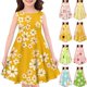 thumbnail image 1 of Girls Summer Dress Tween Dresses Sleeveless Floral Dress Soft Pink A-Line Summer Dress with Flower Print for Kids Ages 4-10 ,Sie:110, 1 of 4