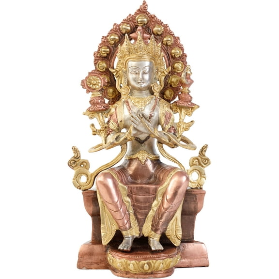 11" Tibetan Buddhist Deity Maitreya - The Future Buddha In Brass | Handmade | Made In India - Brass