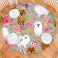 thumbnail image 2 of Pomeranian Dog and Flower Floral Round Fitted Tablecloth with Elastic Edge,Dining Table Cover Waterproof,Outdoor Round Tablecloth for Camping,Dining,Indoor and Outdoor, 2 of 7