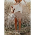 thumbnail image 3 of BdTemWBs Summer Mini Skirts for Women 2025 Casual Boho Ruffle Tiered Skorts High Waist Solid Color Flowy Short Dresses Vacation Outfits, Khaki, Small, 3 of 7