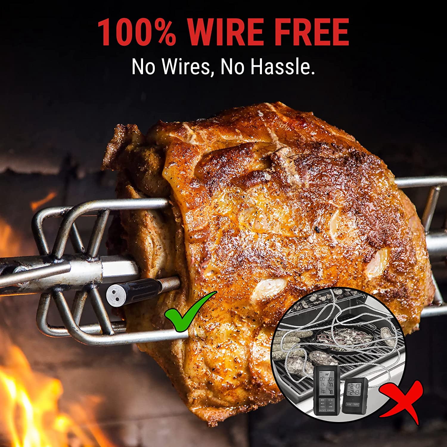 TempSpike Wireless Meat Thermometer for Grilling and Smoking, 500ft Bluetooth Meat Thermometer with Wireless Probe, Ideal for Sous Vide Smoker Rotisserie BBQ Oven Smoker