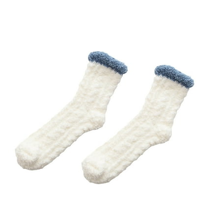 

NUZYZ Winter Women Warm Middle Tube Twist Thick Fluffy Coral Fleece Bed Floor Socks