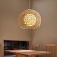 thumbnail image 4 of Lámpara colgante LED tejida de ratán, lámpara colgante para el hogar, salón 40cm de diámetro Yuyangstore Colgante de luz, 4 of 8