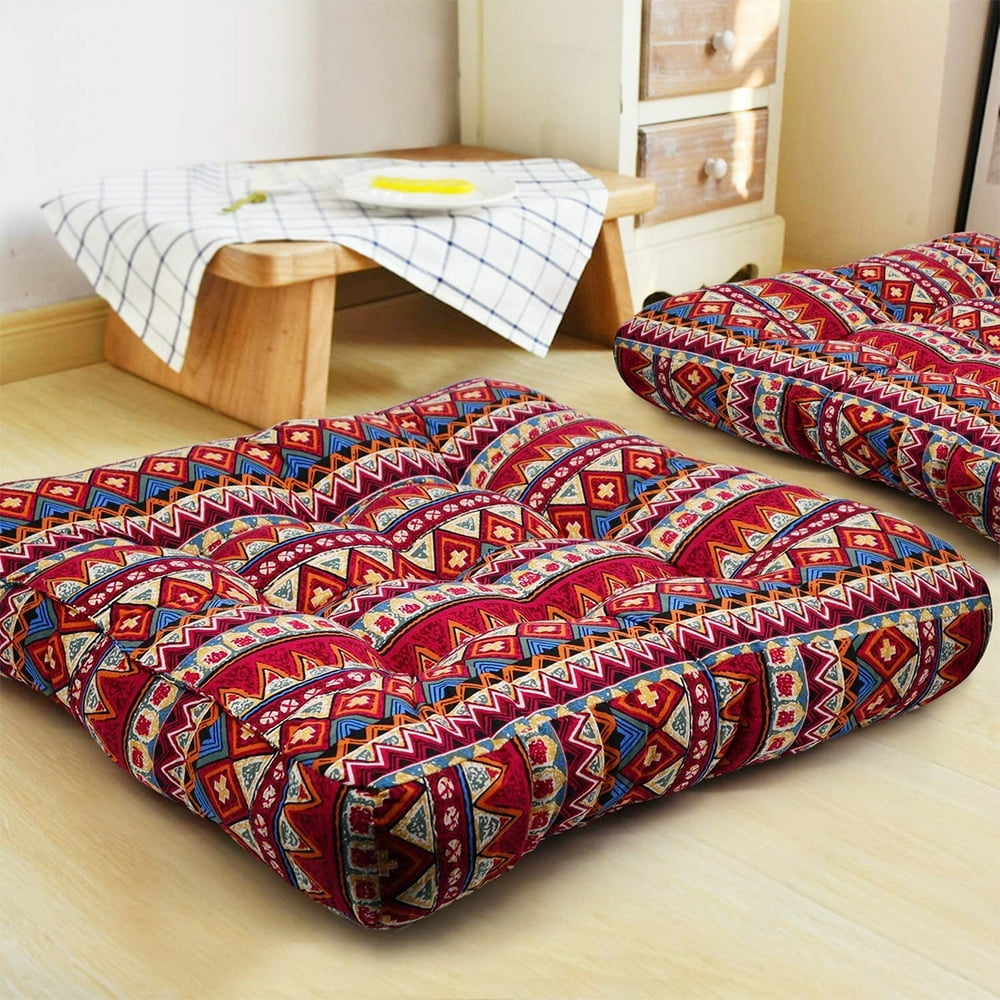 4" Thicken 22" Large Bohemian Floor Cushion, Square/Round Meditation