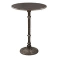 thumbnail image 1 of Coaster Table de Bar Ronde en Bois Ornée Traditionnelle en Brun, 1 of 6