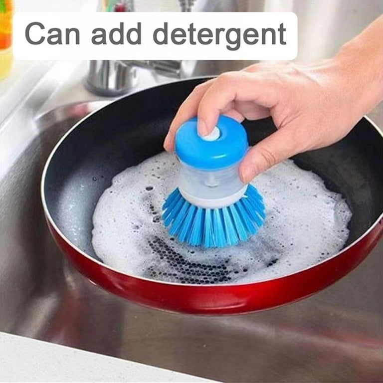 3PCS Soap Dispensing Dish Brush with Holder, Kitchen Dish Wand Scrub Brush，  Dish Brush for Dish Pot Pan Sink 
