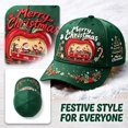 thumbnail image 2 of GrmtClth Santa Christmas Baseball Cap Printed Trucker Hat Festive Holiday Costume Accessory Adjustable Green Dad Hat for Adults Party Daily Wear, 2 of 8