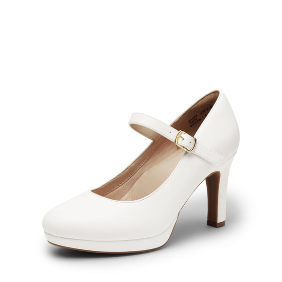 Zapatos de Tacón Mary Jane Dream Pairs SDPU2425W Blancos Talle 9.5