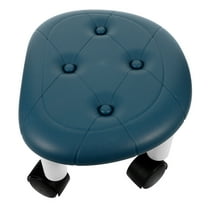 LOLIPPYY Comfortable Low Rolling Stool with Wheels Small Dark Blue Footstool for Adults 1 Piece