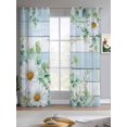 thumbnail image 2 of Daisy Spring Floral Sheer Curtains 84 Inch Length 2 Panels Set for Living Room/Bedroom, Eucalyptus Leaves Watercolor Wooden Kitchen Curtains Grommet Semi-Sheer Curtains Window Treatments 52"x84"x2, 2 of 7