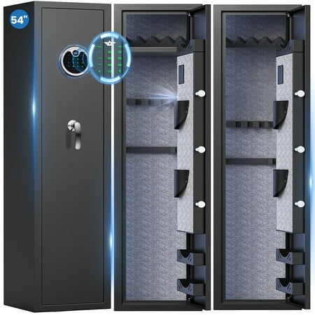 Omethey Fireproof Waterproof Gun Safe Digital Quick Access 4-5 Gun Safe Gun Safes for Guns and Shotguns Adjustable Support Frame Pistols Rack Ammo Storage Shelf