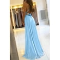 thumbnail image 3 of Vestidos de novia elegantes de satén de corte A y largos para mujer, 3 of 4