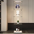 thumbnail image 6 of LED lights Glass Display Cabinet 4 Shelves with Door, Floor Standing Curio Bookshelf for Living Room Bedroom Office, 64.7"*16.7"*14.3" white, 6 of 9