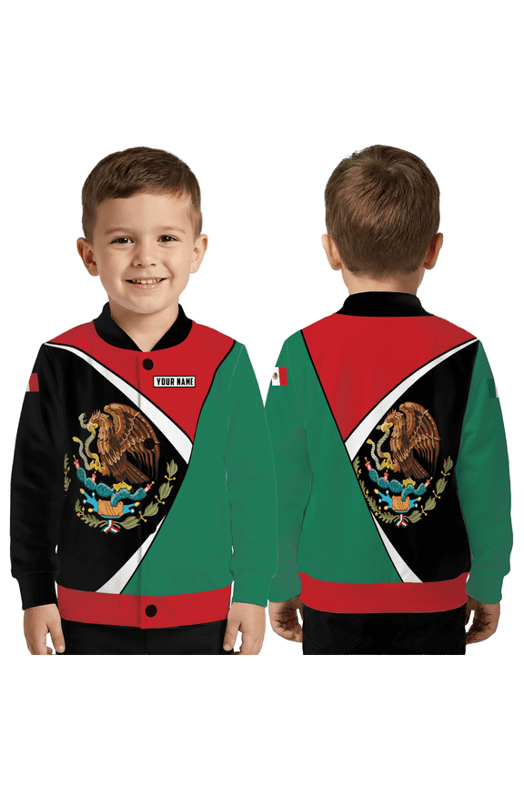 Custom Eagle Mexico Flag Baseball Jacket, Mexican Eagle Custom Name Jacket, Patronic Mexico Jacket
