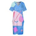 thumbnail image 4 of Vestido holgado con bolsillos azules de estilo retro pop de los años 80 de Memphis, traje de verano para mujer, ropa de mujer, 4 of 7