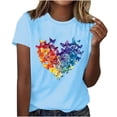 thumbnail image 2 of Liquidation d'Économies! BEFOKA Hauts pour Femmes Grande Taille en Liquidation, Blouse T-shirt d'Été Décontractée pour Femmes, T-shirt Imprimé à Col Rond à Manches Courtes pour Femmes, Haut à Manches Courtes à Col Rond, 2 of 4