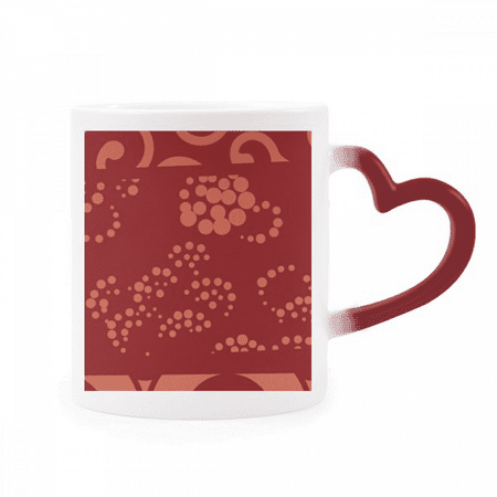

Chinese Japanese Style Asia Wave Dot Pattern Heat Sensitive Mug Red Color Changing Stoneware Cup
