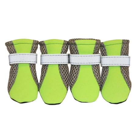 COCEQUC 4pcs Dog Shoes Small Large Mesh Boots Booties for Rain Reflective Anti-slip^ P2J6