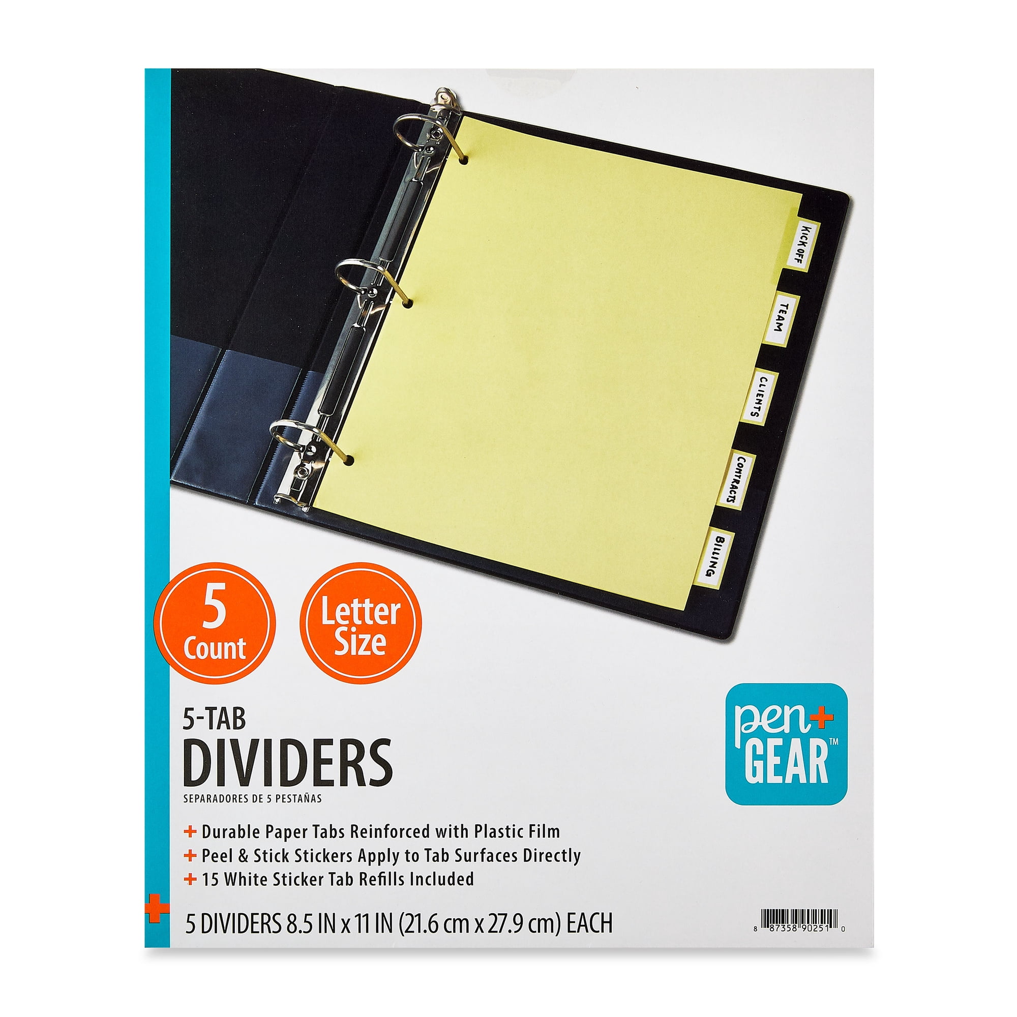 Pen+Gear 5-Tab Insert Dividers, Letter Size