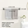 thumbnail image 3 of Adhesive Towel Rack for Bathroom, No Drill Wall Mounted Towel Bar, Self Adhesive Heavy Duty Space Aluminum Hand Towel Holder for Kitchen, Rustproof, 24 Inch,Gray, 3 of 7