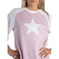 thumbnail image 2 of Jess por Meiko Vestido de Mujer T-shirt Oversized con Mangas 3/4 en Contraste Star Struck L Rosa, 2 of 6