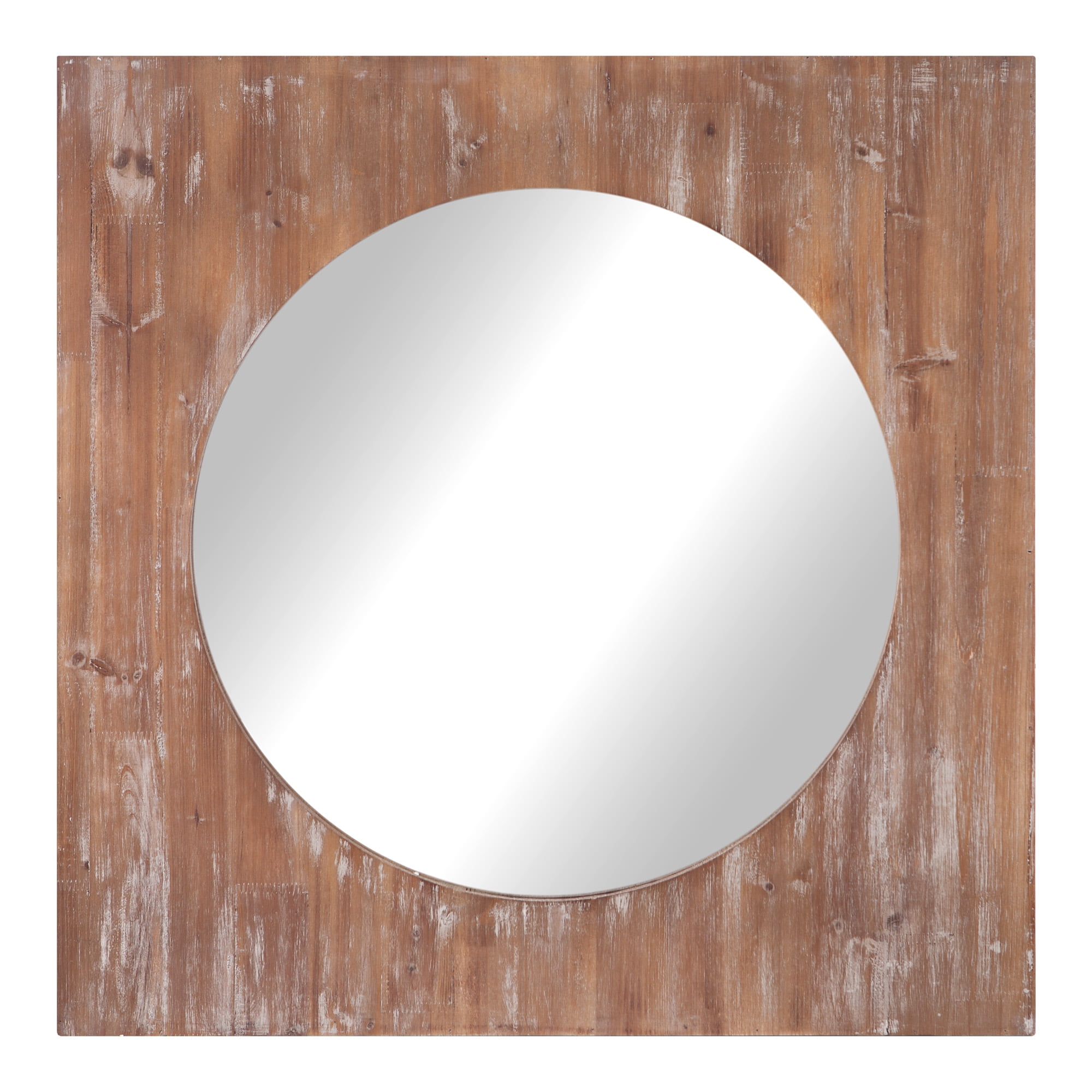 Round Distressed Reclaimed Wood Mirror 36"x36" by Patton Wall Decor