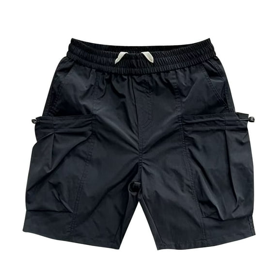JTieacloth Mens Breathable Work Shorts Men's Summer Baggy Large Pocket Style Wide Leg Casual Quarter Pants,Black
