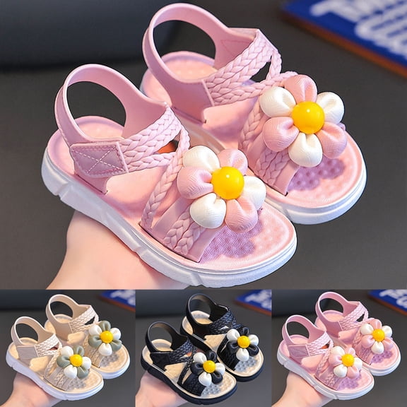 BXJX Girls Comfort Sandals, Non Slip Adjustable Strap Casual Open Toe Shoes for Kids Pink Size 12(Little Kids)
