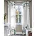 thumbnail image 4 of Sage Green Pumpkins Sheer Curtains 84 Inch Length 2 Panels Set for Living Room/Bedroom, Eucalyptus Leaves Watercolor Kitchen Curtains Grommet Semi-Sheer Curtains Drapes Window Treatments 52"x84"x2, 4 of 7