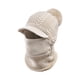 thumbnail image 1 of Pasamontañas de punto térmico, gorro, bufanda para el cuello con pompón, botón calentador, gorro de protección, máscara de esquí de invierno, gorro , Khaki DYNWAVEMX pasamontañas para motocicleta, 1 of 8