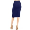 thumbnail image 3 of Women's Elastic Waist Band Stretch Bodycon Side Slit Solid Pencil Midi Mini Skirt, 3 of 4