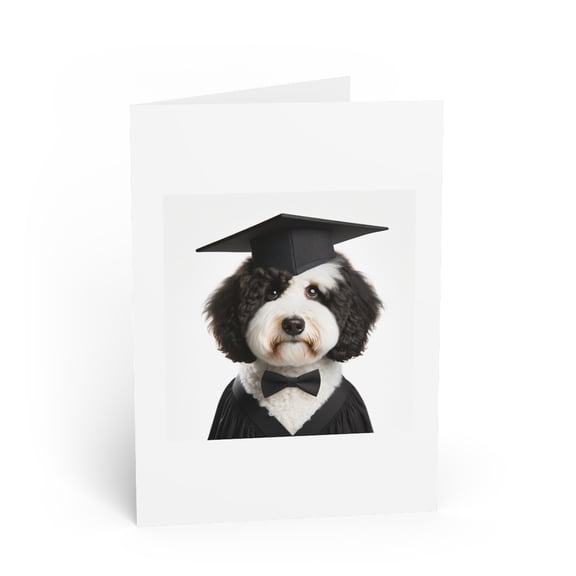 DistinctInk Greeting Card / Note Card - Portuguese Water Dog Graduation - PACK of 1