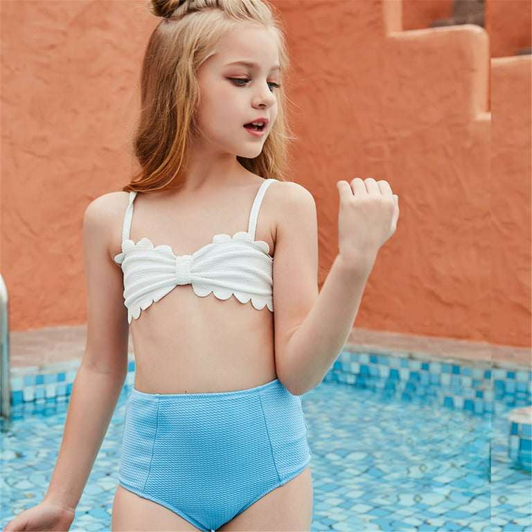 Teen Girls Swimsuits Tankini Size 130 Holiday Cute Solid Macrame Bikini Set  Two Piece Little Girls Bathing Suits