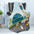thumbnail image 4 of Airport Soft Flannel Fleece Blanket, Cartoon Design Infographic with Airfield Elements Aerodrome Tower Planes and Cars, Cozy Plush for Indoor and Outdoor Use, 50" x 60", Multicolor, by Ambesonne, 4 of 5