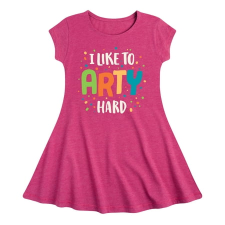 

Instant Message - I Like To Arty Hard - Toddler & Youth Girls Fit & Flare Dress