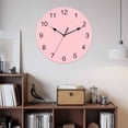 thumbnail image 2 of Wall Clock Pink Clocks PVC Silent Non-Ticking Battery Operated Decorative Solid Color Pink Round Clock for Home Living Room Kitchen Bedroom Office School Wall Decor 14 Inch, 2 of 9