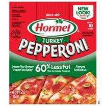 HORMEL, Turkey Pepperoni, Pizza Topping, Gluten Free, Original, Refrigerated, 5 Oz Bag​