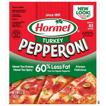 HORMEL, Turkey Pepperoni, Pizza Topping, Gluten Free, Original, Refrigerated, 5 Oz Bag​