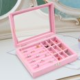 thumbnail image 3 of kurtrusly Stackable Jewelry Tray Multipurpose Portable Velvet for Rings Earring Bangle Pink 7.87 Inchx5.91 Inchx1.89 Inch 1Set, 3 of 6
