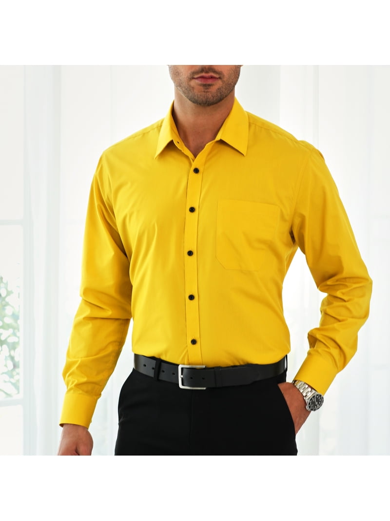 light yellow dress shirt Relaxed Lovers XS This solidly hued Hisdern Men's Yellow Dress Shirt