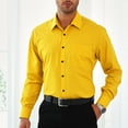 thumbnail image 6 of HISDERN Mens Yellow Dress Shirts Casual Long Sleeve Regular Fit Button up Shirt for Wedding, 6 of 11